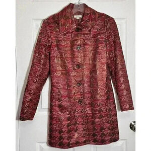 ERIN BY ERIN LONDON Bronze and Mauve Houndstooth coat | size small